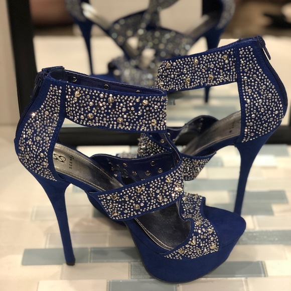 blue rhinestone heels